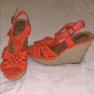 Orange Gianni Bini espadrille wedges size 7